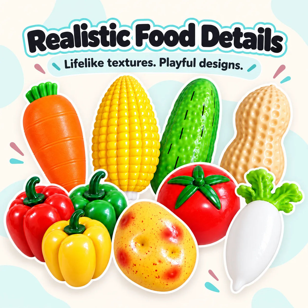 Realistic Food Squishy Toys – Vegetable Stress Relief Collection
