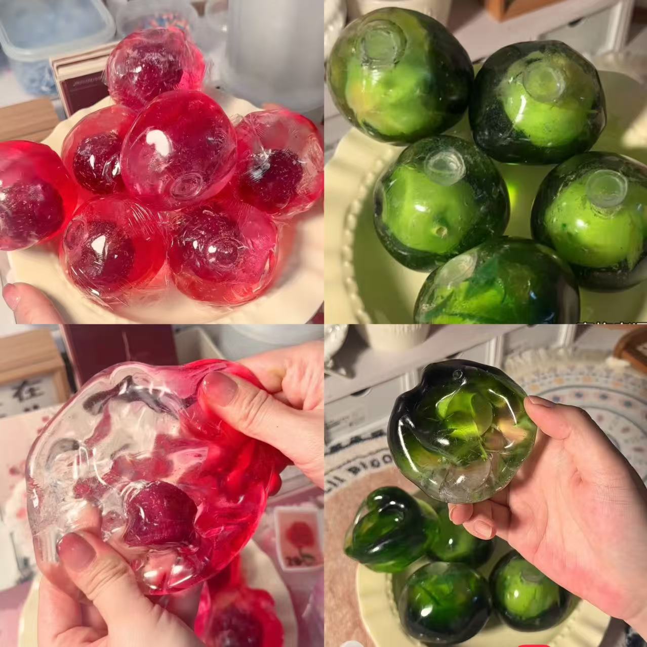 Strawberry Green Plum Stress Ball Squishy Stress Relief Decompression Toy