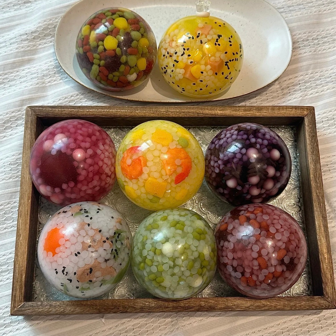Rice Ball Collection Stress Ball Squishy Stress Relief Decompression Toy - Zip-tie Closure