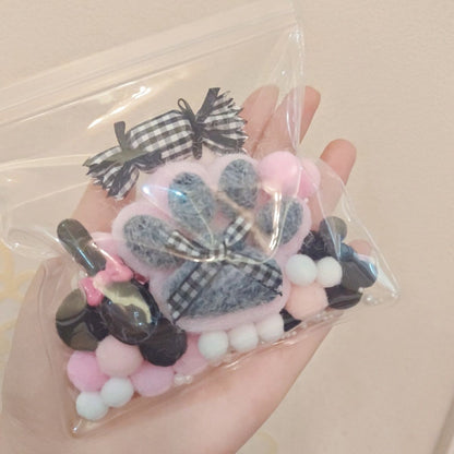 Pink & Black Handmade Silicone Cat's Paw with Flocking Taba Squishy Toy