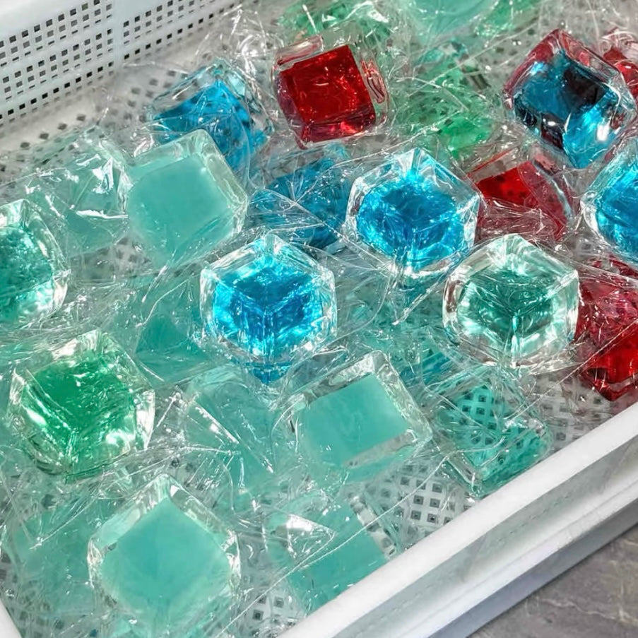 250g Handmade Transparent Ice Cube Taba Squishy Toy (Flowing Liquid in The Middle)(Liquid Squishy)