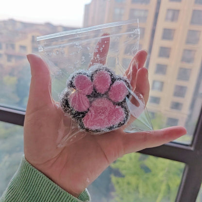 Handmade Silicone Cat's Paw Stress Relief Taba Squishy Toy Black-Pink