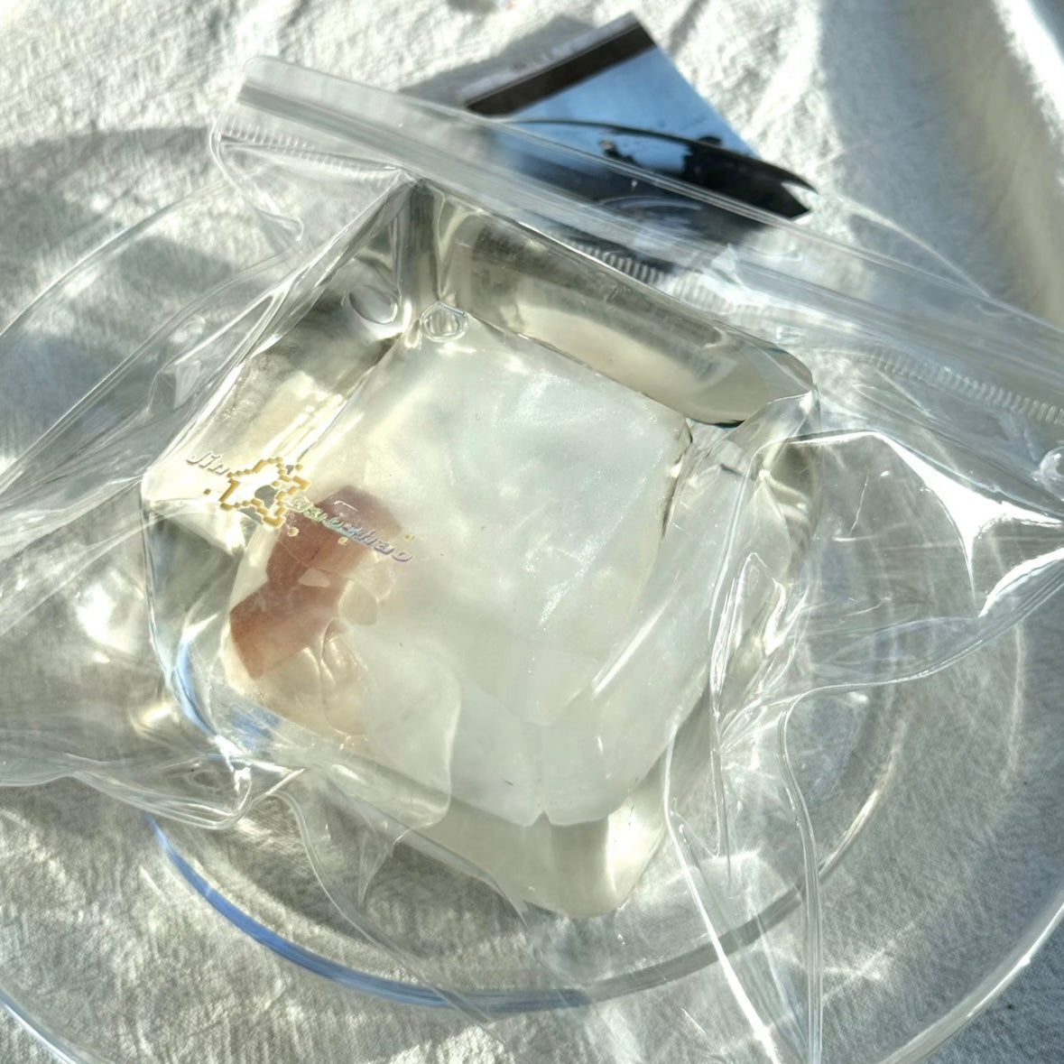 250g Handmade Transparent Ice Cube Taba Squishy Toy (Flowing Liquid in The Middle)(Liquid Squishy)