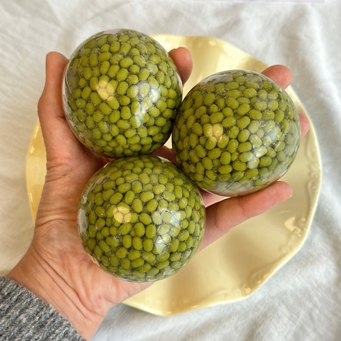 5.8cm Green Bean Red Bean Handmade Stress Balls