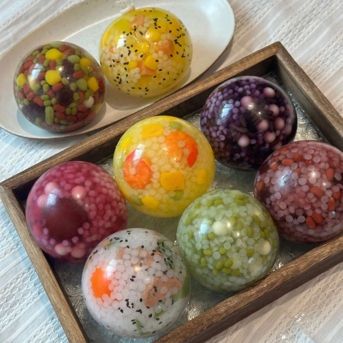 Rice Ball Collection Stress Ball Squishy Stress Relief Decompression Toy - Zip-tie Closure